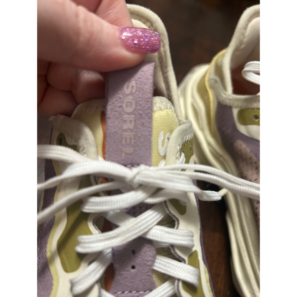 Sorel Kinetic Impact Lace Sneakers Radiation Purple Signal Yellow Womens - Picture 2 of 9